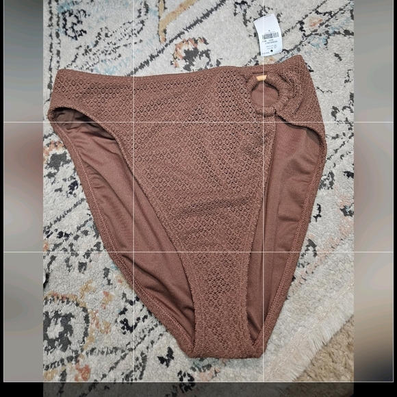 OLDNAVY Mid-Rise Ring Crochet-Knit French-Cut Bikini Swim Bottoms. Brown.S NWT - Picture 4 of 10